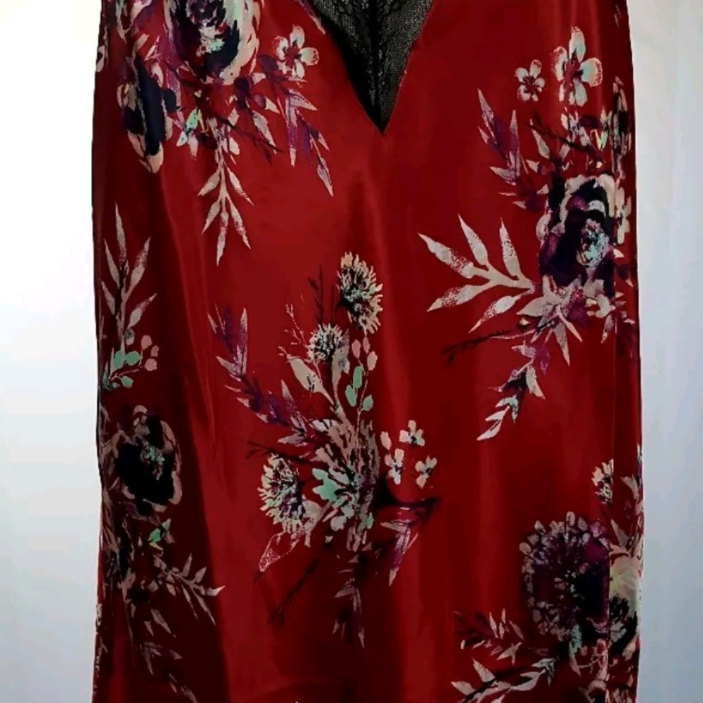 Gilligan OMalley Nightie Silky Sexy Red Floral!